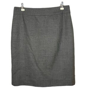 J Crew Wool Blend Skirt Womens Size 0 Gray Pencil Knee Length Office Academia